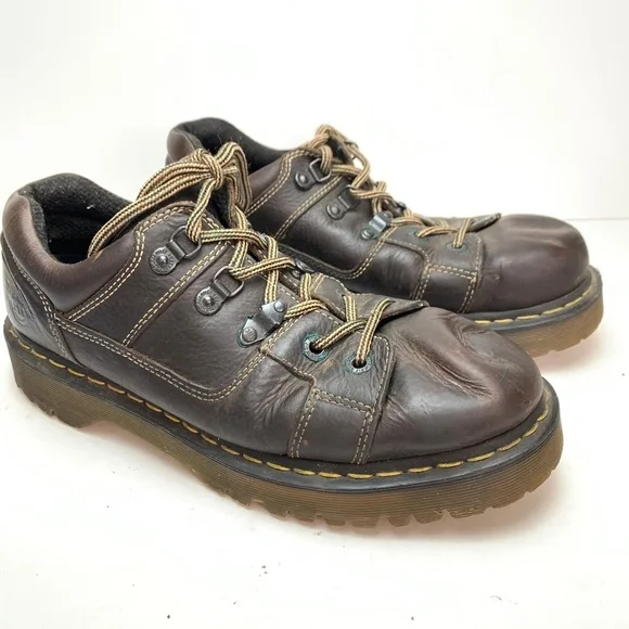 Martens Shoes Dr Martens 8b68 Brown Leather Chunky Heel